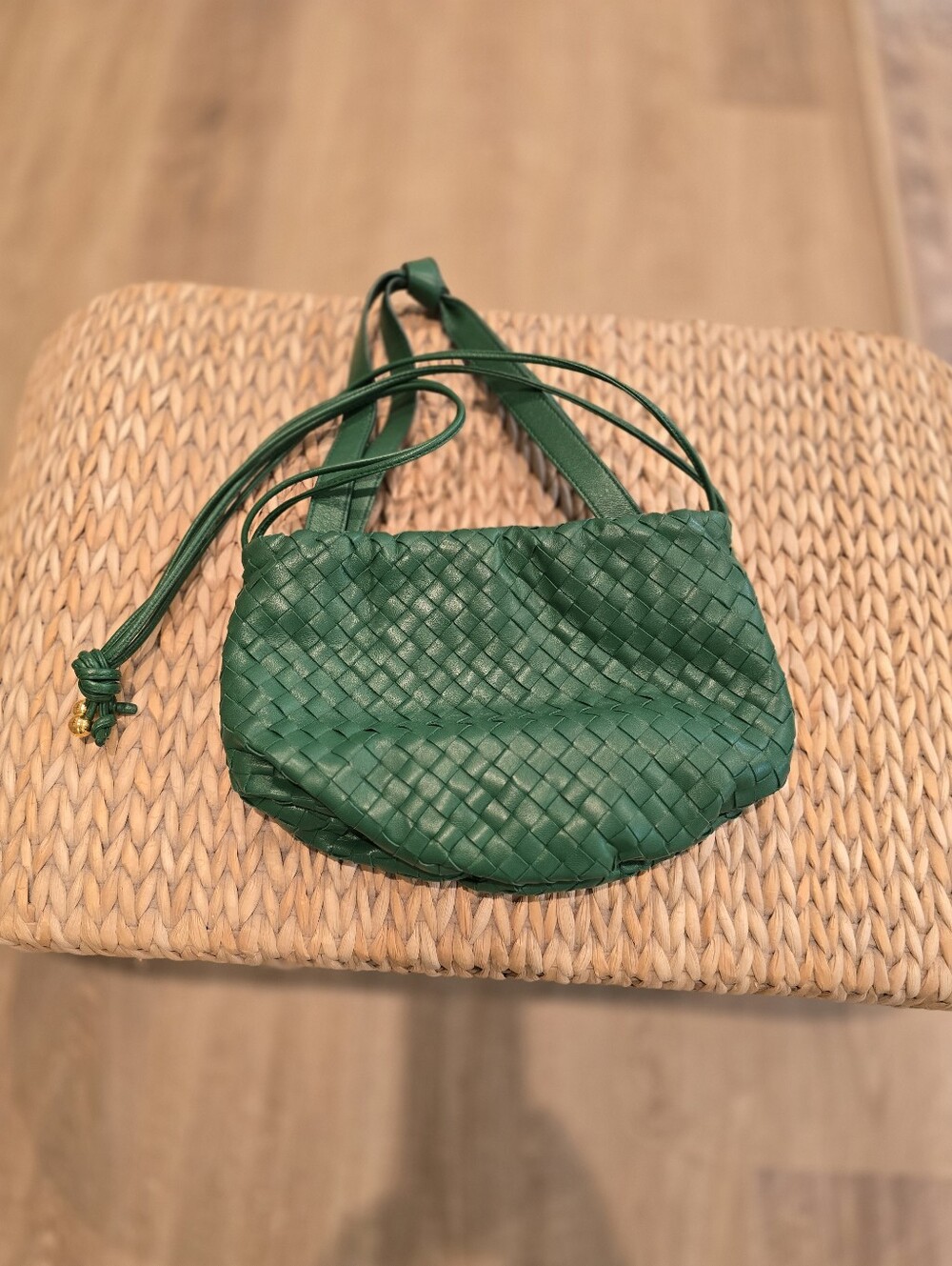 Bottega Veneta Mini Kelly Green Green Woven Leather Shoulder Bag - Unbranded